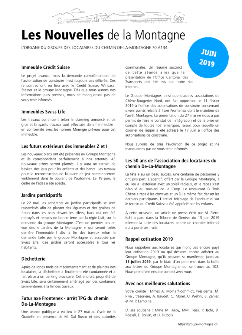 Nouvelles de la Montagne - Édition juin 2019