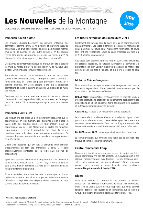 Nouvelles de la Montagne - Édition novembre 2019