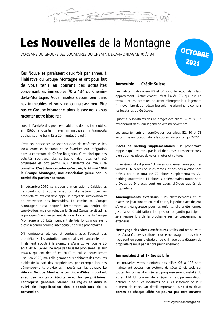 Nouvelles de la Montagne - Édition octobre 2021