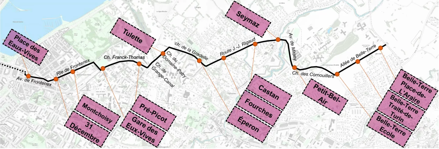 Plan de l'axe Frontenex